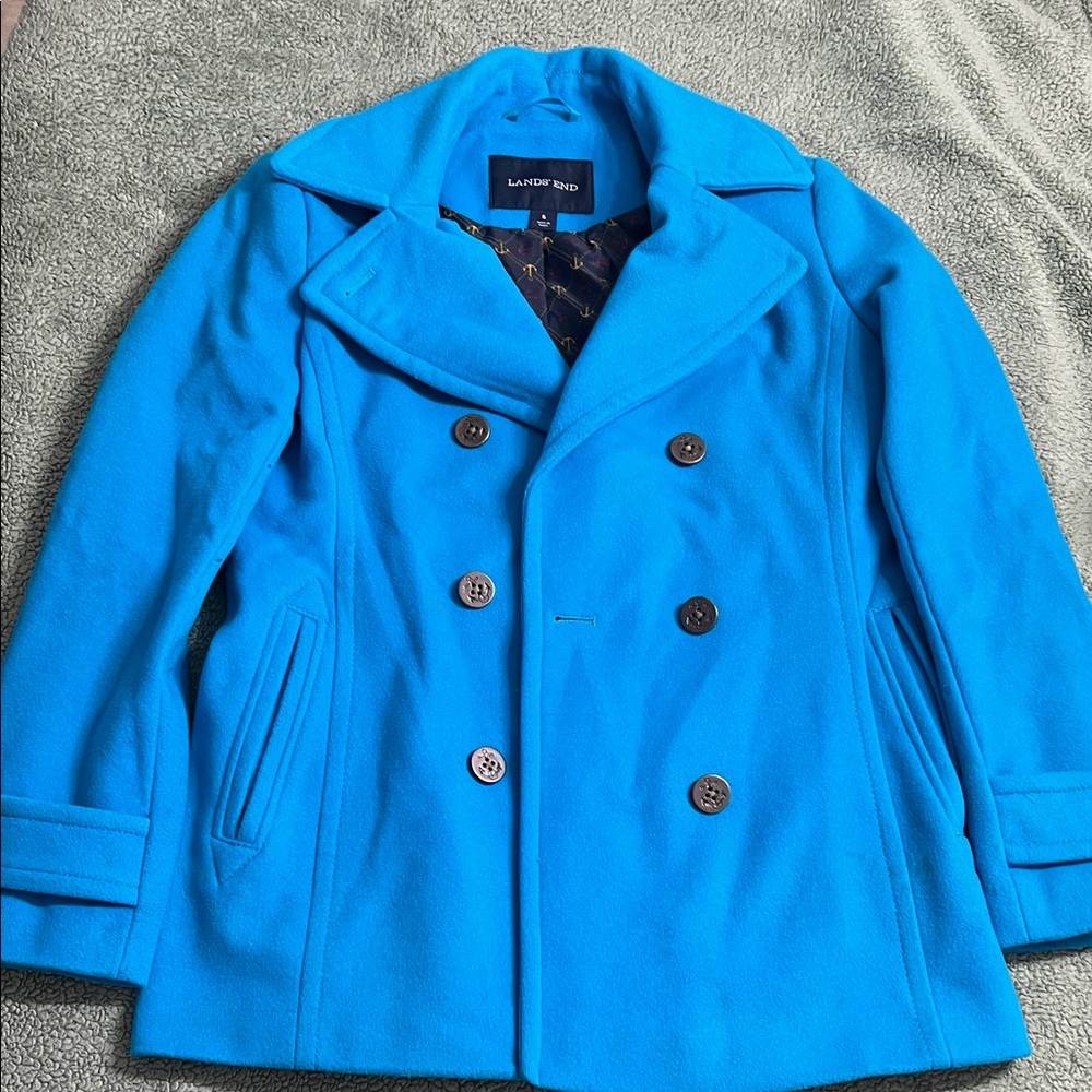 Lands' End Women's Vibrant Blue Peacoat